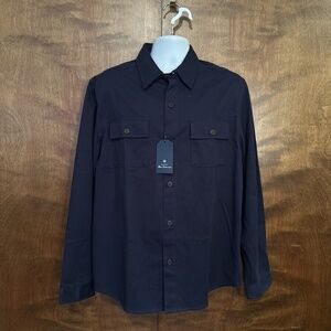 Ben Sherman Long Sleeve Cotton Twill Workwear Shirt Mens L Navy Blue Button Down